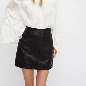 Free People Black Faux vegan Leather Skirt